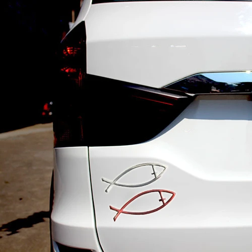 Custom 3d Animal Fish Jesus Fish Sticker Waterproof And UV Resistant Removable Glue PVC Car Body Sticker Decal