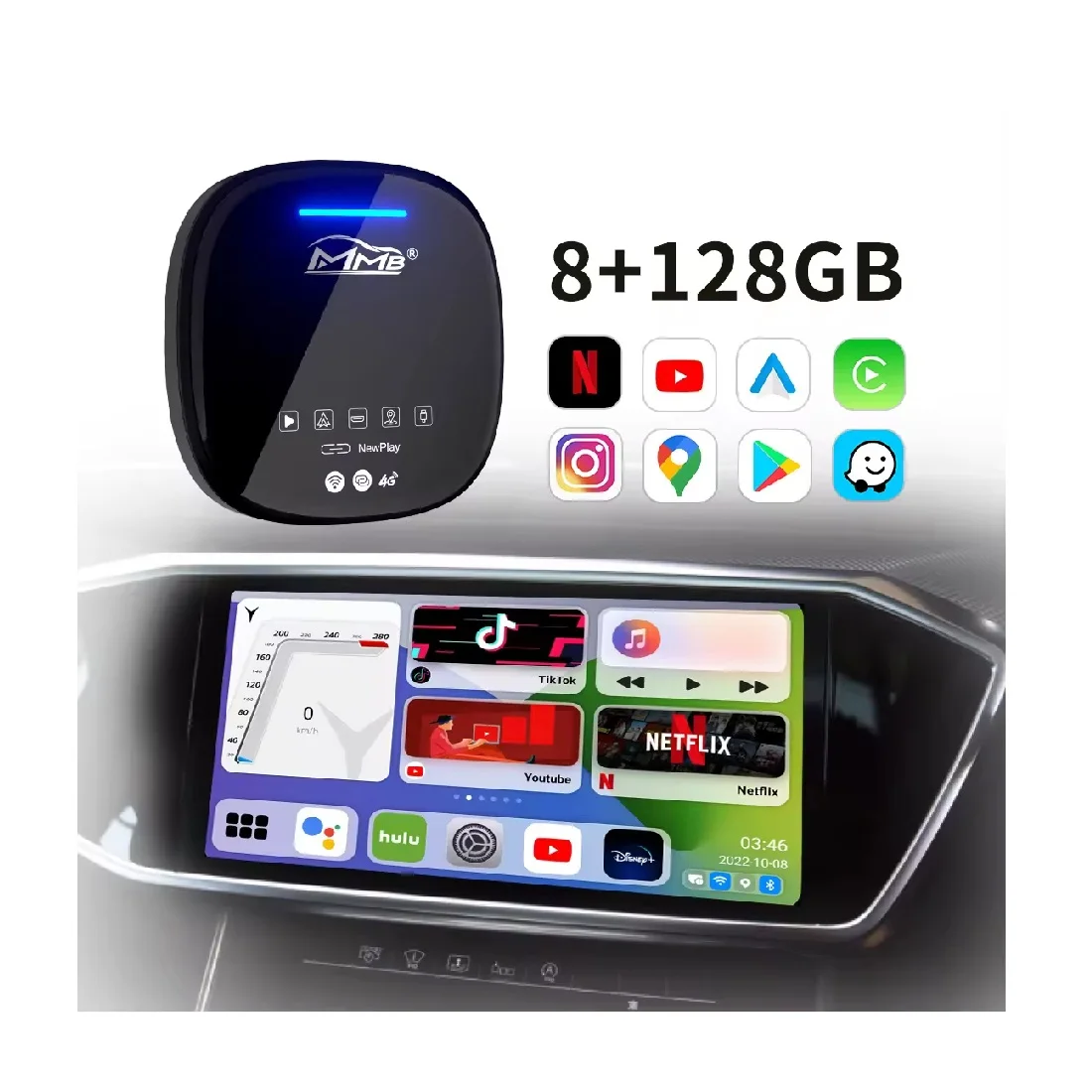 Joyueauto MMB MAX 2 0 окта-ядерный Android 10 4 + 64G CarPlay Ai Box с 4G SIM micro HD выход беспроводной адаптер carplay