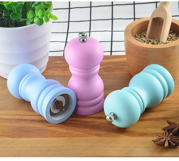 Blue pink color stainless steel ceramic manual mini cumin herb mill spice salt and pepper grinder set