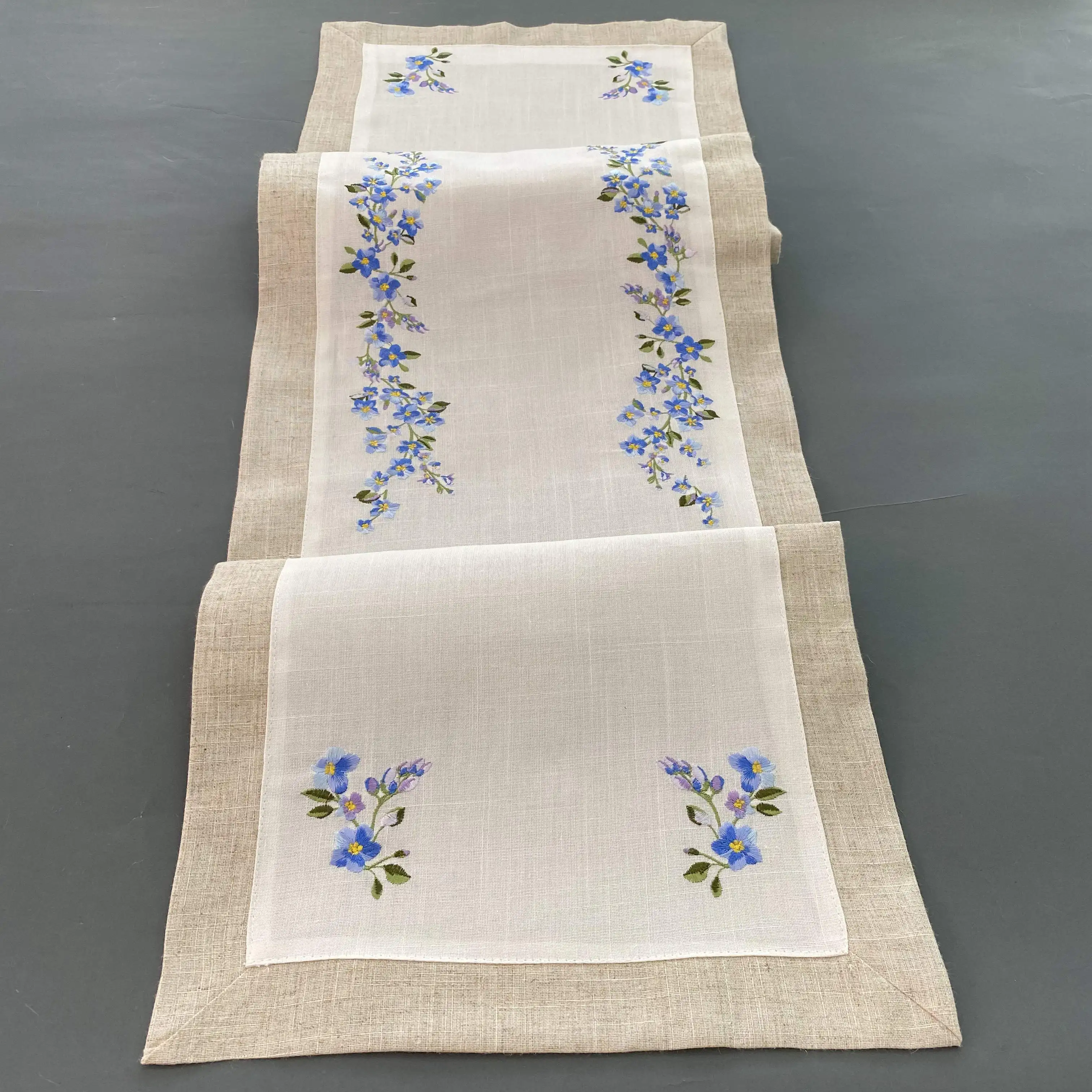 Double layer embroidered table runner tablecloth table cover table cloth