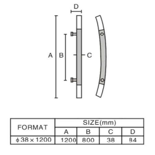 Stainless steel Curved Ladder Pull handle pull door accessories classical circular tube h type glass door handle