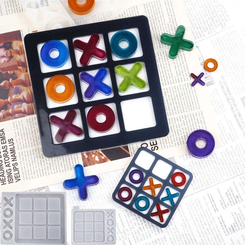 S1116  new L/S Tic Tac Toe XO Chess board game mold for kids resin epoxy