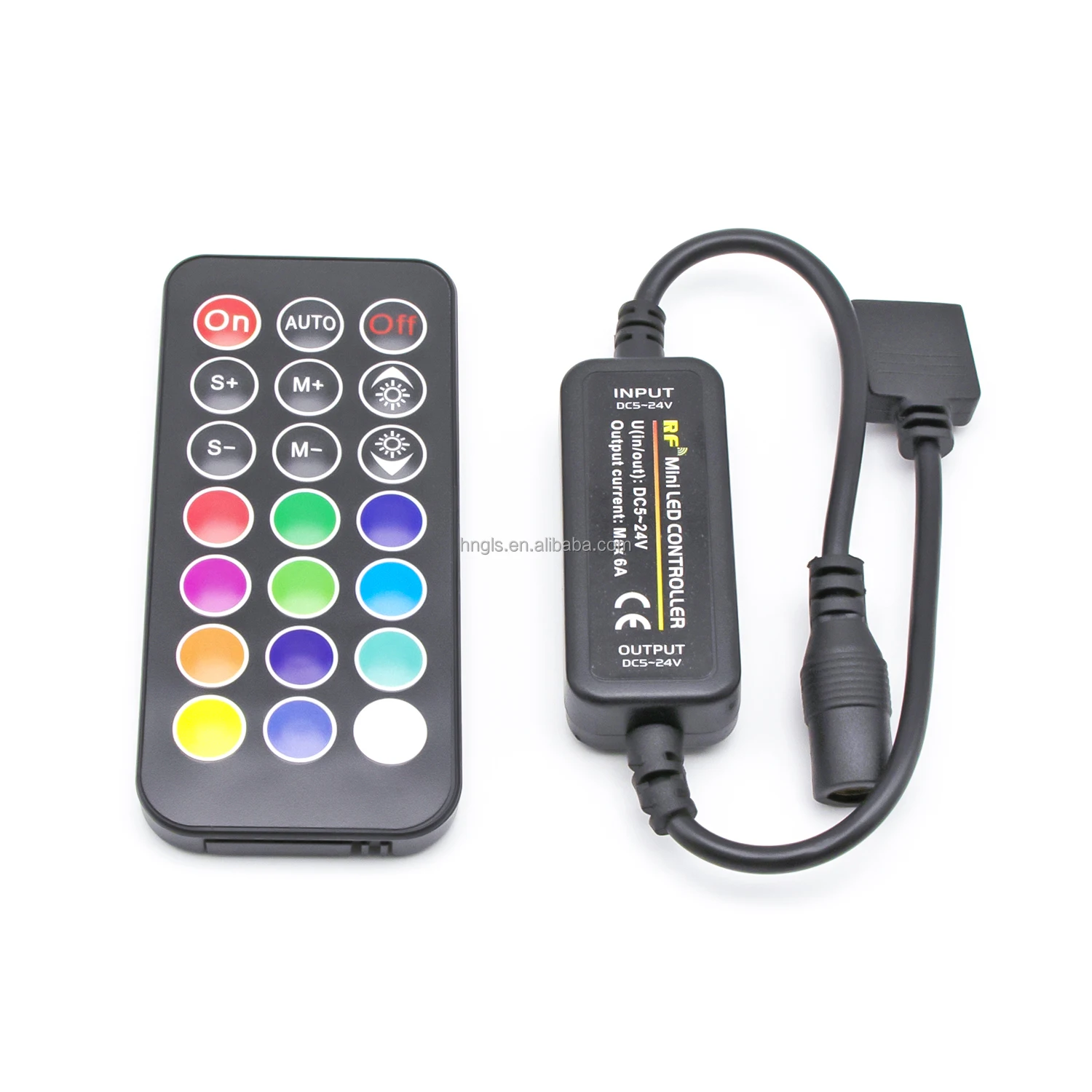 GLS-RF-M4 5V-24V Mini Wireless RGBW 21-Key Led controller With RF Remote DC Socket and 5 Pin for Led COB Strip Wholesale