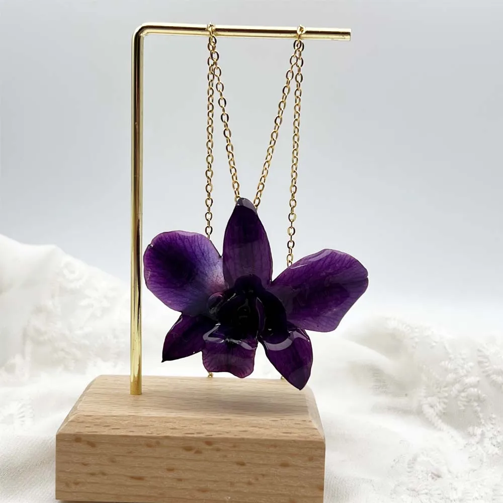 Fashion Jewelry Gold Chain Necklace Women High Quality Resin Orchid Flower Necklace