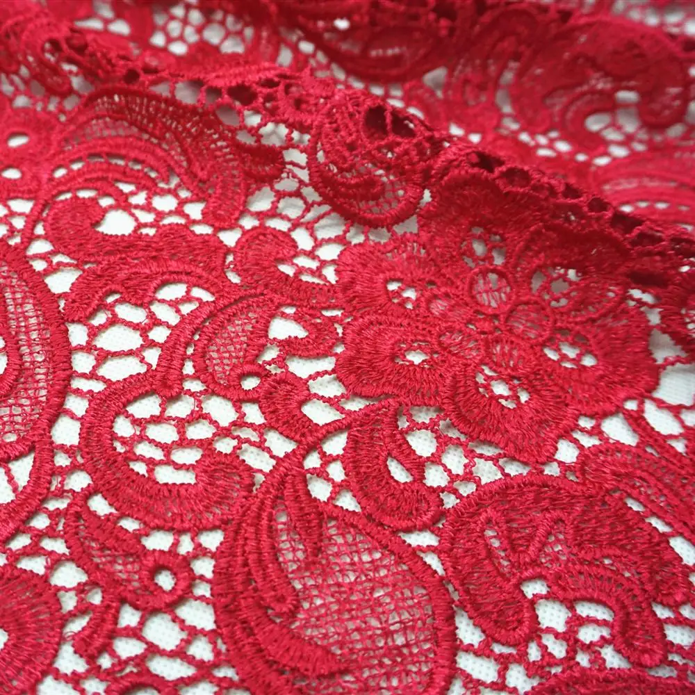 Wholesale 100% Polyester Textile Korean Cord Guipure Embroidery Dress Lace Fabric