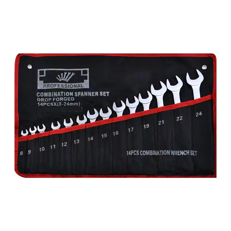 factory wholesale 40 cr-v hardware tools high quality double open combination spanner wrench combination ratchet wrench set