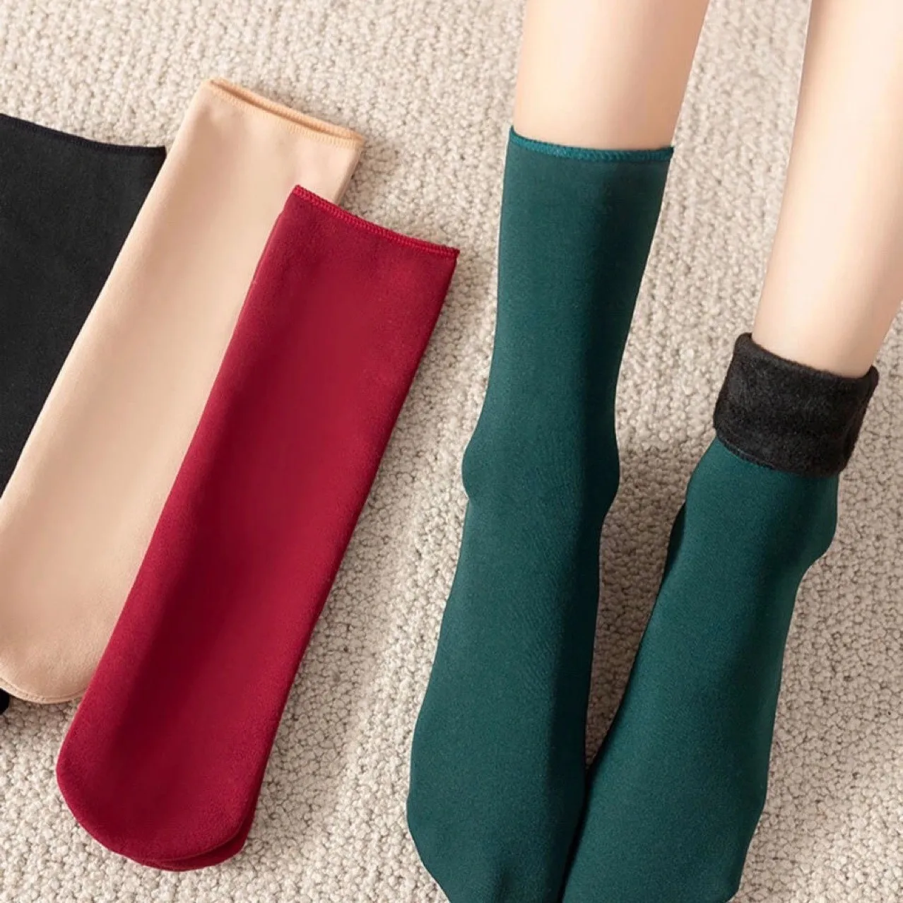 High Elastic Velvet Women Winter Warm Thicken Thermal Socks Soft Casual Solid Color Sock Wool Cashmere Home Snow Boot Floor Sock