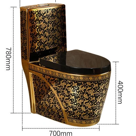 Luxury Style Sanitary Ware Fashion Design Golden And Black Color Toilet Bathroom Ceramic WC High Quality One Piece Hot Selling