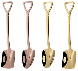 Shovel Shape Spoon Stainless Steel Spoon Stirring Watermelon Spoon (Golden)