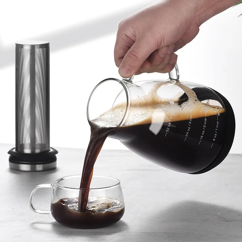 Borosilicate glass 32oz  brewed coffee drink bottle equipment electric coffee brewing machine cold brew coffee maker
