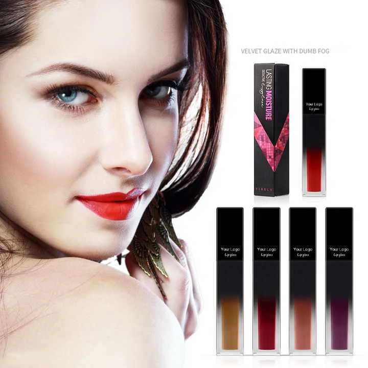 Unique 30 Colors Long Lasting Custom Lip Glaze Square Velvet Matte Organic Clear Makeup Liquid Lip Plumper Gloss Private Label