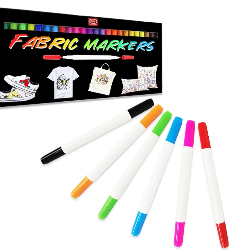 KHY 6/12/24 Medium Dual Tip Permanent Clothes Painting On For Pack Non Toxic Kids Liner Color Art Textil Fabric Marker Paint Pen