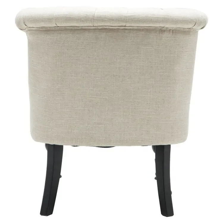 Hot Sales Modern Accent Linen Tufted Button Upholstered Chair with Armless White