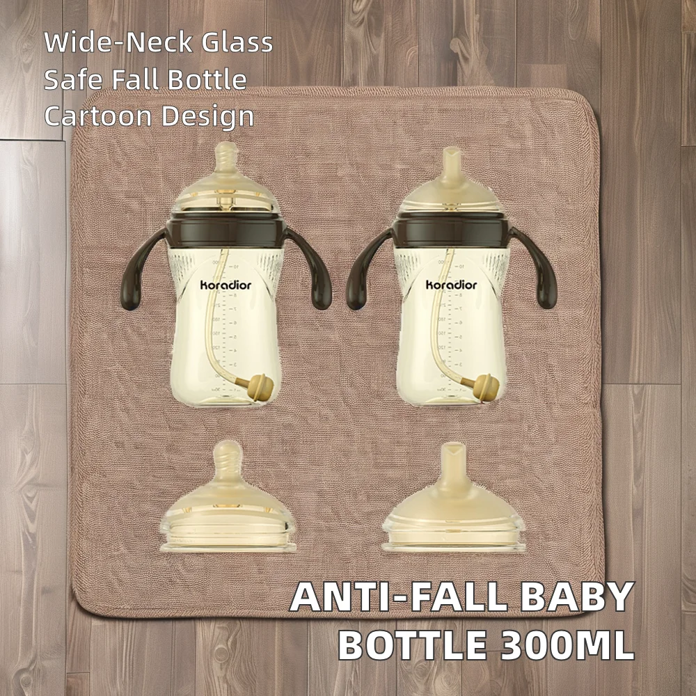 Customized Baby Arrival Glass Feeding Bottle - 300ml, Anti-Fall, Wide Neck, PPSU & Silicone, Safe for Newborns - OEM Option