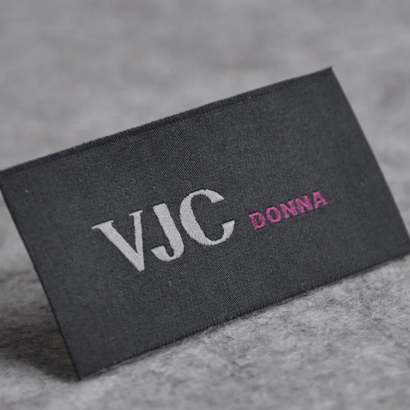 Manufacturer Custom Garment Brand Logo Woven Labels, Clothes T-Shirts Neck Tags Damask Fabric Labels.