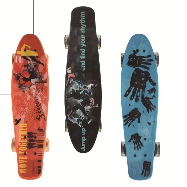 Factory Complete Retro Mini Cruiser Skateboard for Kids with LED Light Wheel, PP Material Children Skateboard