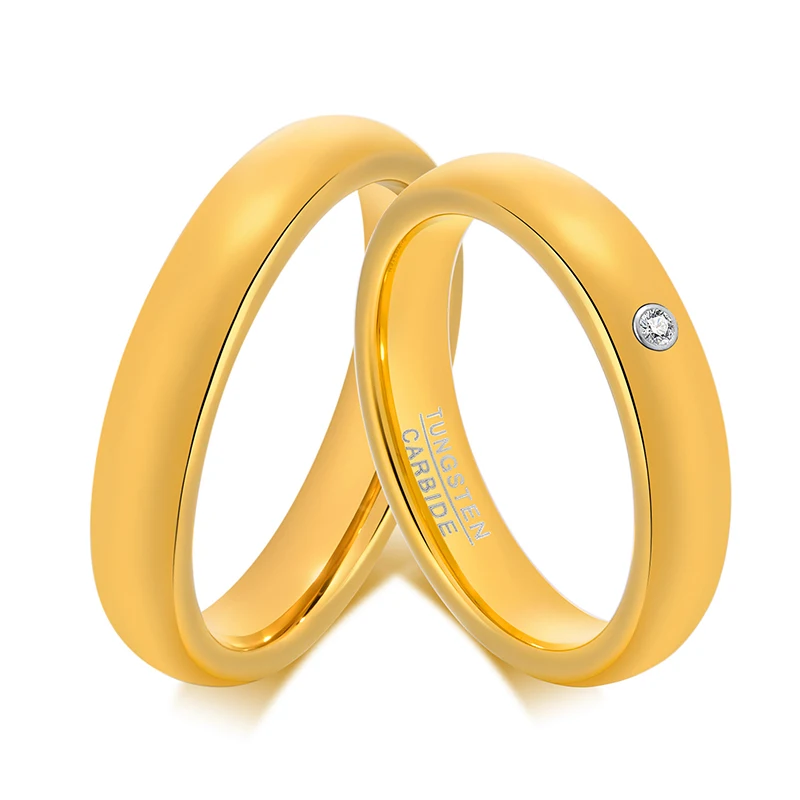 hot sale 18k gold plated wedding couple rings for men women cz diamond tungsten carbide engagement jewelry alliance