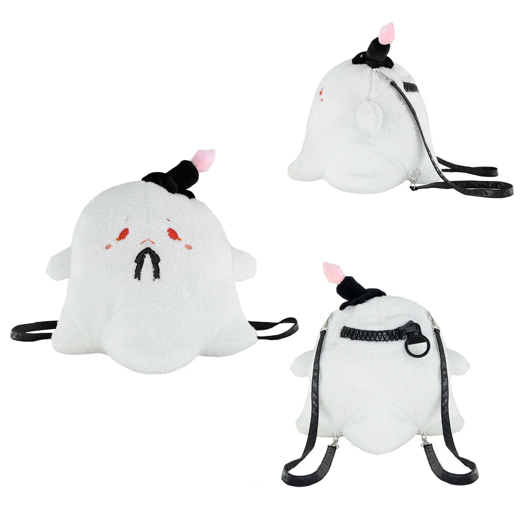 Luminous Fluorescent Soft Fuzzy Ghost Plush Glow In The Dark Halloween Ghost Plush Backpack Bag Kids Gift