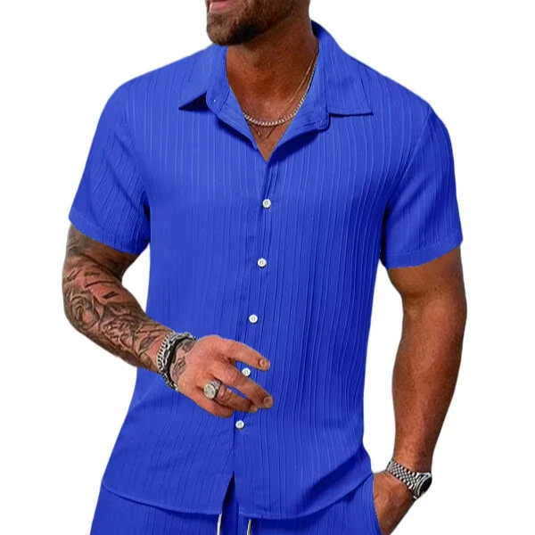 2024 Customized Logo Summer Seaside Vacation Beach Short Sleeve 2-piece Set Men Shirt Set Fashion Urban