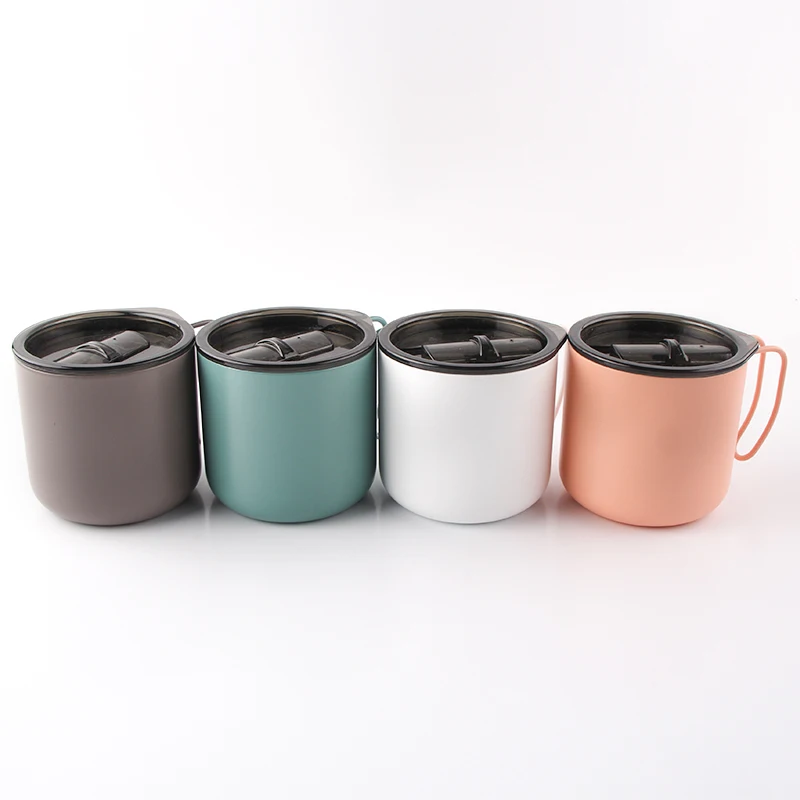 
Wholesale 12OZ Customized Sublimation Mug Simple Double-layer Insulated Stainless Steel Mug with Handgrip and Transparent Lid 