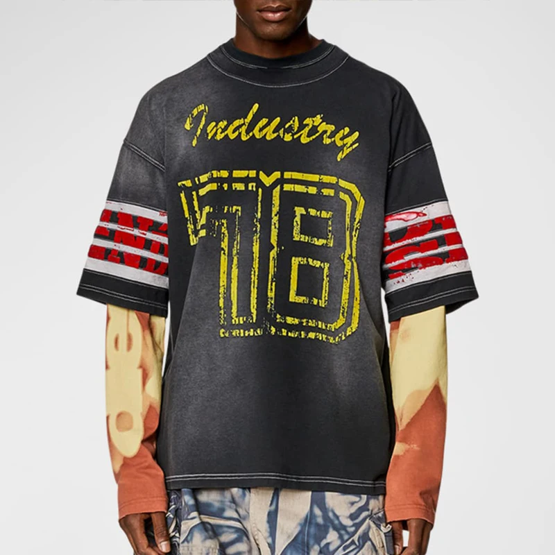 Винтажная стеганая футболка из 100% хлопка с принтом экрана