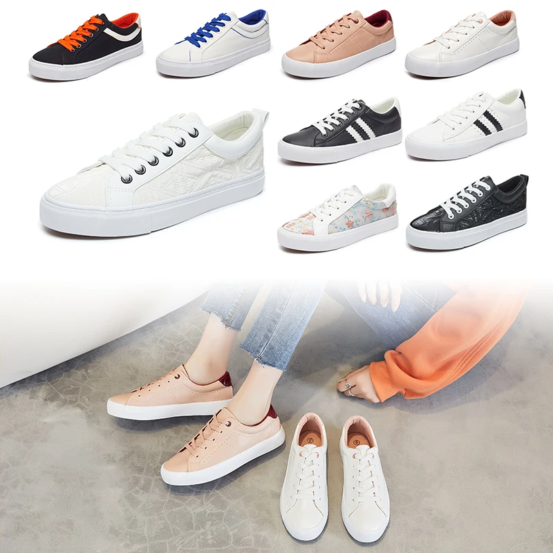 New Arrivals Casual Classic Pu Leather Upper Sneakers Sole White Shoes Comfortable Rubber for Women Cotton Fabric NR Pvc,rubber