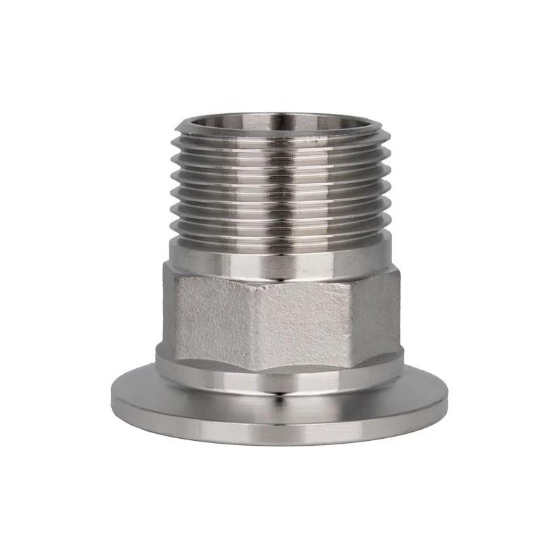 Aohoy stainless steel SS304 SS316L triclamp BSP NPT hexagonal male threaded pipe fittings hex adaptor