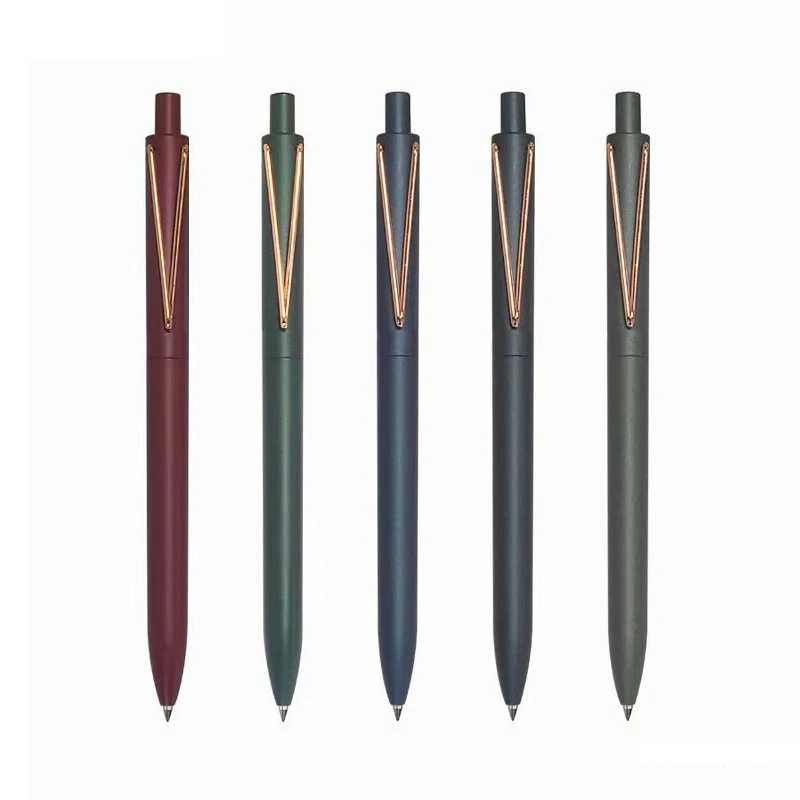 Metal texture ball pens 0.5MM black luxury pen push type signature pen for student learning office stationery