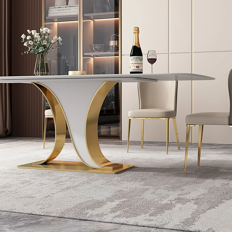Top Fashion Nordic Modern Style Set 6 Seater And Chairs Marble Dining Table