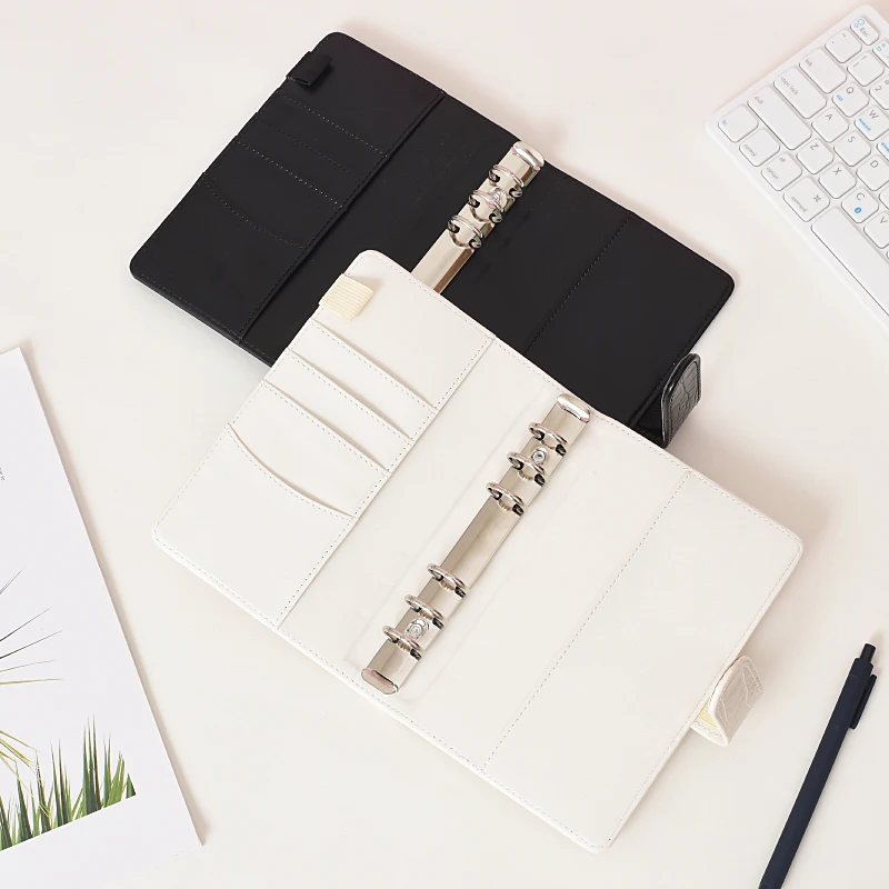 2023 New custom leather notebook Budget Binder Wallet A5 A6 Pocket Planners Ring Binders notebook and pen set