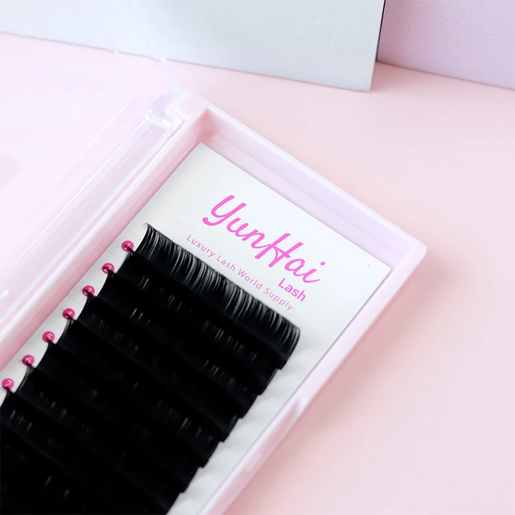 Matte Black Korean Pbt Eyelash Extension Cashmere Eyelash Extension 0.03 Matte Lash Extensions Trays