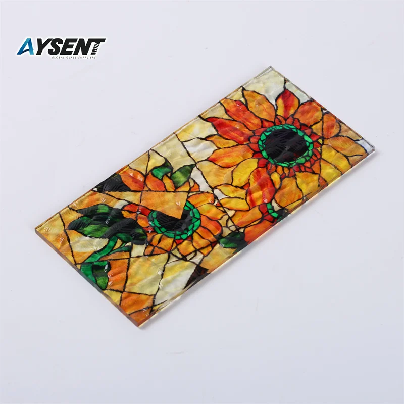 Color Pattern Printed Tiffany Window Decorative Glass Domes Bird-embroidered Church Stained Glass Decoration Flat Solid 3mm-12mm