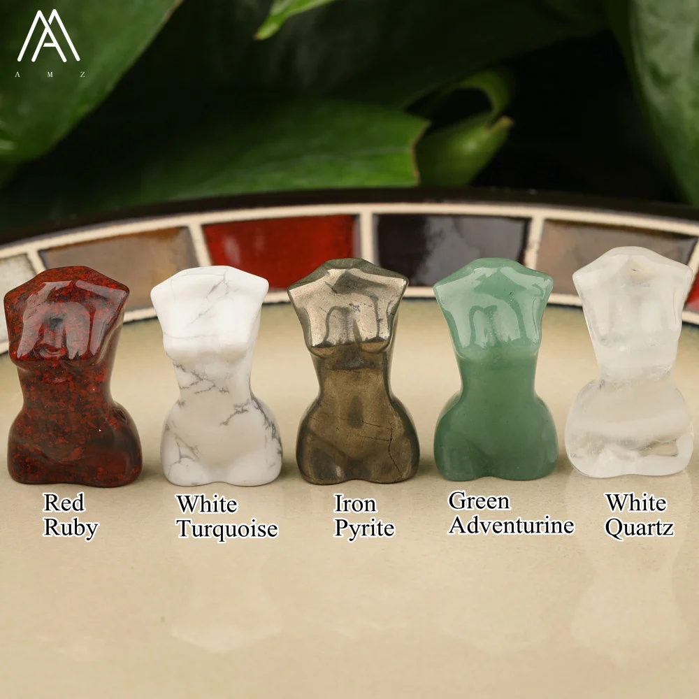 1.2 Inches Mini Model Decor DIY Jewelry , Healing Crystal Quartz Stone Carved Goddess Models Gifts