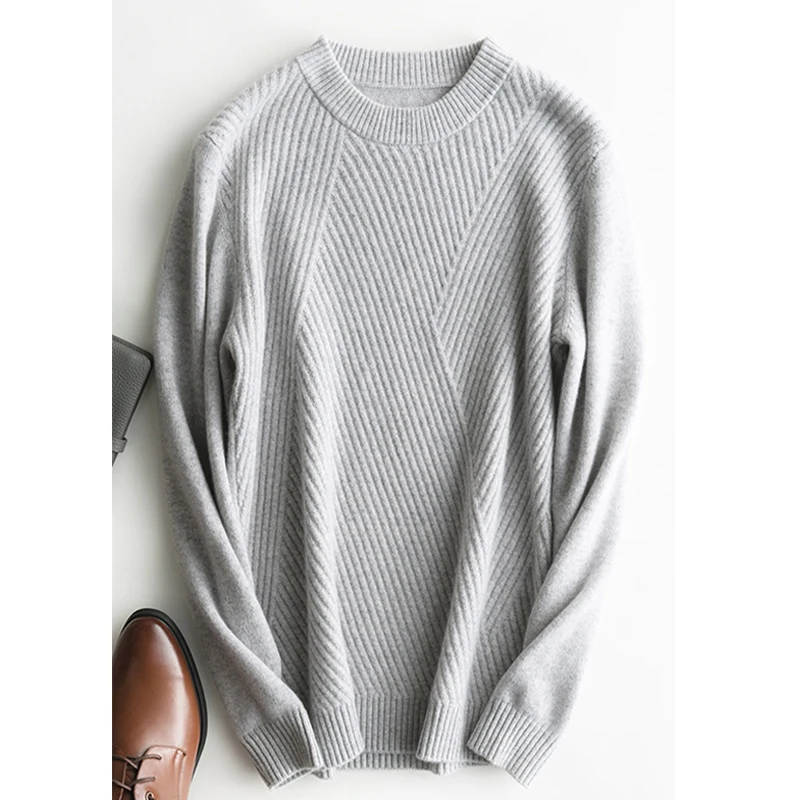 OEM Factory Price Basic O-neck Comfy Men Sweater Plain Knitted Pullover Custom Cashmere Sweater For Winter