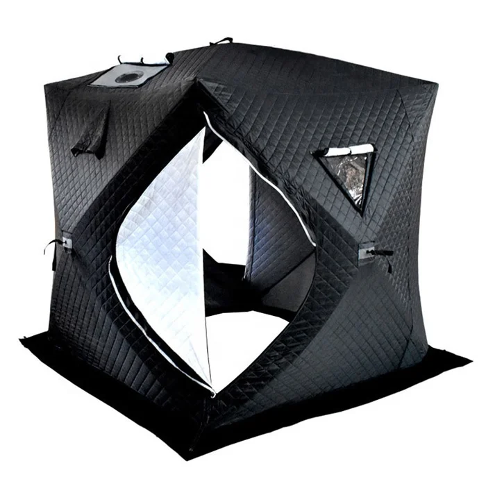 Outdoor Camping Square Stove Jack Cube Insulated Sauna Winter Ice Fishing Tent