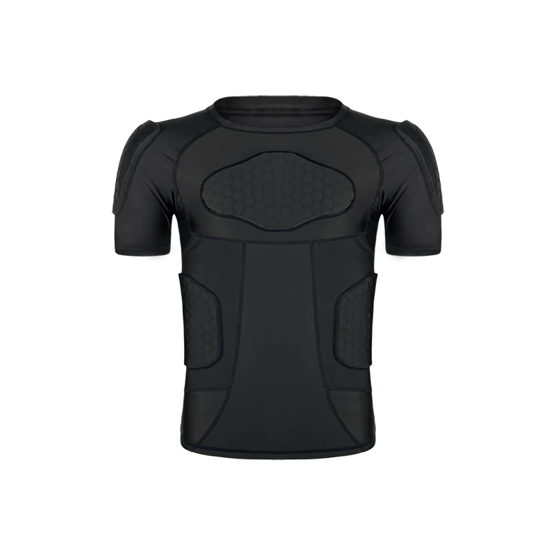 short Sleeve Body Safe Guard Padded Compression Shirts Shoulder Rib Chest Protector Suit for Football Basketball Paintball Rugby