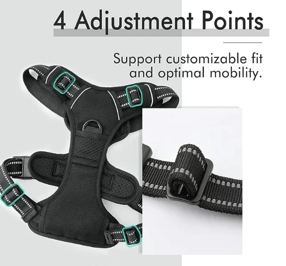 Dog Harness, No-Pull Pet Harness with 2 Leash Clips, Adjustable Soft Padded R Pet Oxford Vest with Easy Control Handle for Dogs