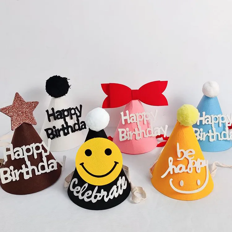 Happy Birthday party hats with multi pieces DIY elements colorful party decoration supplies for kids birthday party