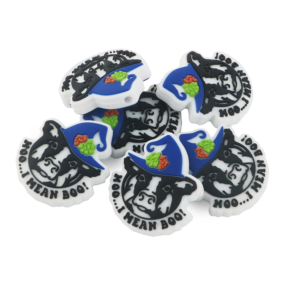 Custom Focal Beads For Pen Milch Cow Yak Heads Silicone Teething Beads Food Grade Pendant Baby Pacifier Chain Loose Bead For Pen