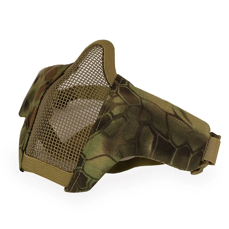 ActionUnion Tactical Steel Mesh Masks For Fast Helmet - Protective Gear Striker Camo Half Face Mask For CS Game Halloween Mask