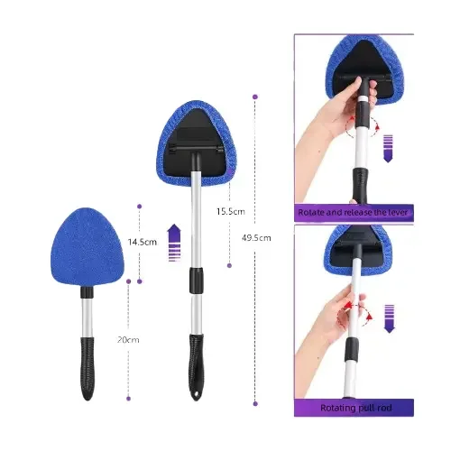 Wholesale Fog Water Dust Remove Cleaning Cloth Brush Car Windshield Cleaning Tool With Extendable Handle