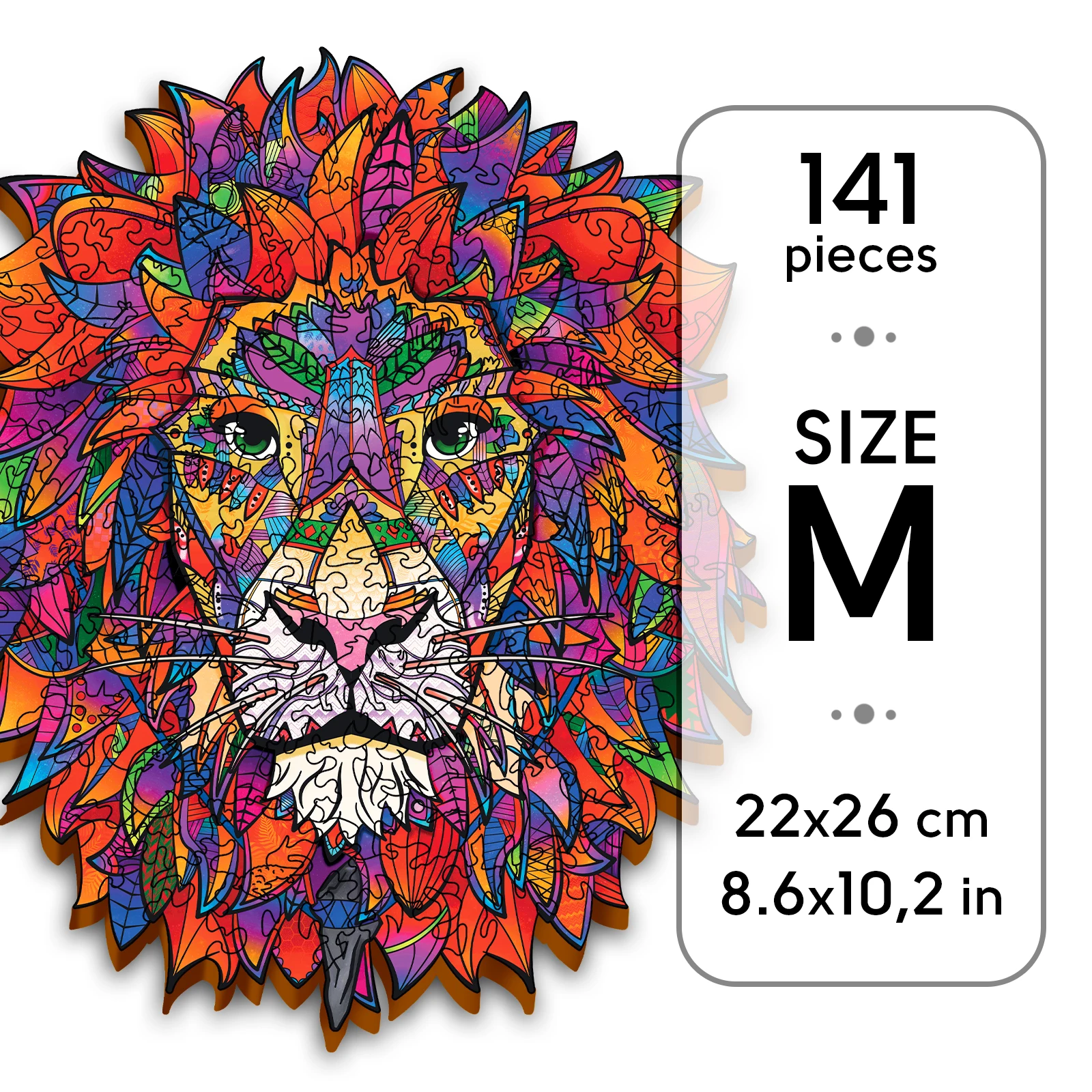 Jigsaw Puzzles Unique Wooden for Children and Adults Wooden Puzzle. Gift for Family Board Game Imperial Lion M Size 141 Pieces