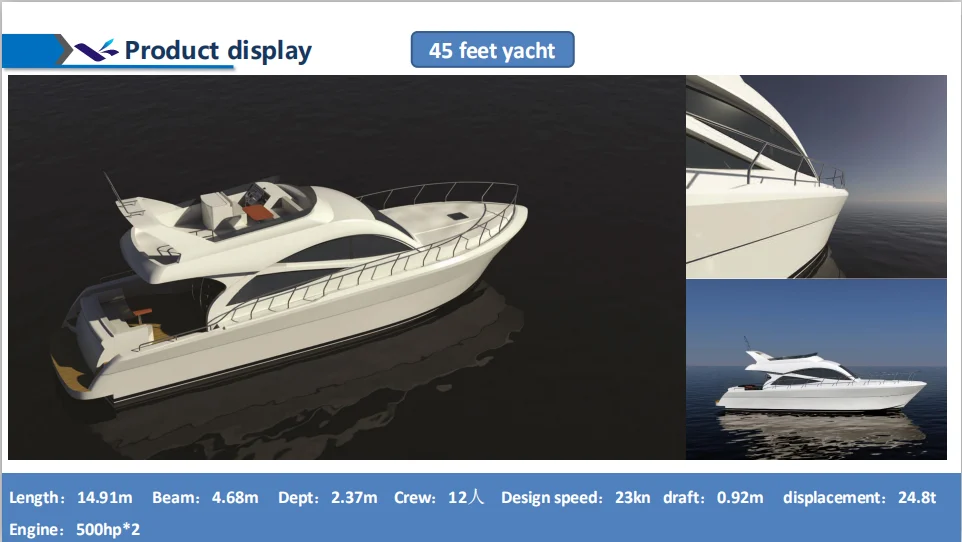 45ft роскошная яхта из стекловолокна производитель Китай
