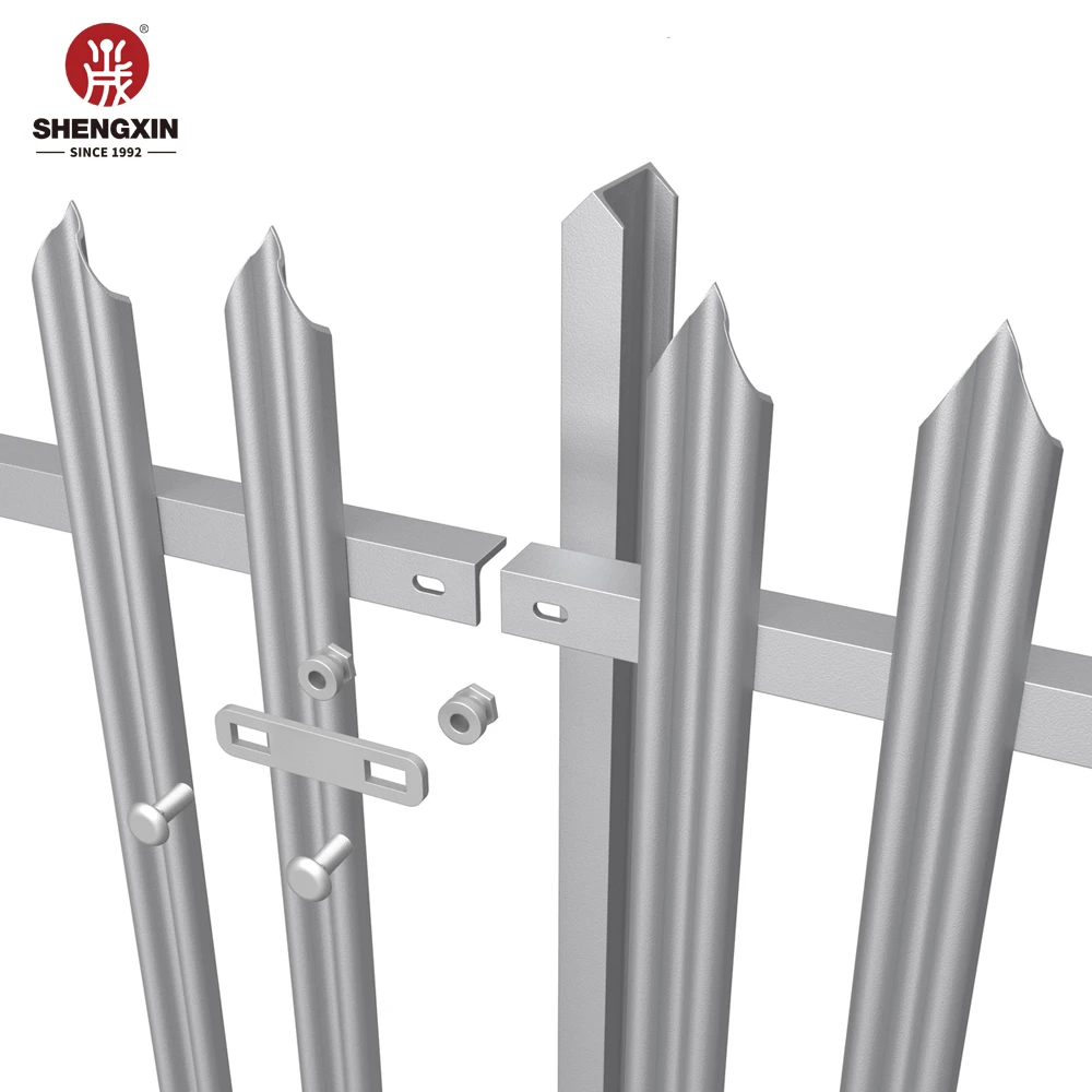 Green/ Black Powder Coated Steel Industrial Galvanized Palisades Fence