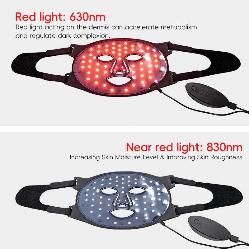 New Design Beauty Masks OEM ODM Factory 630nm 830nm Dual Chip Remote Silicone Facial Smart Light Therapy LED Face Mask