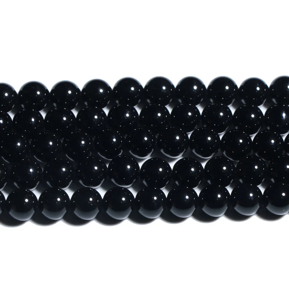 Wholesale Round Loose Gemstone Beads Strand 4/6/8/10/12mm Natural Black Agate Onyx Stone Beads For Jewelry Making