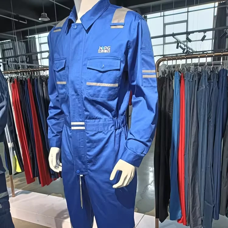 China supplier 100% cotton marine workwear work clothes reflective boiler suit coverall overall uniform orange coveralls