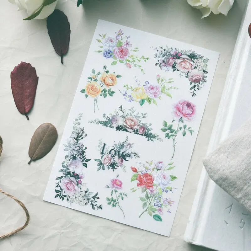 4 Pcs Rub on Transfer Sticker Flower House Pattern DIY Scrapbooking Making Decor