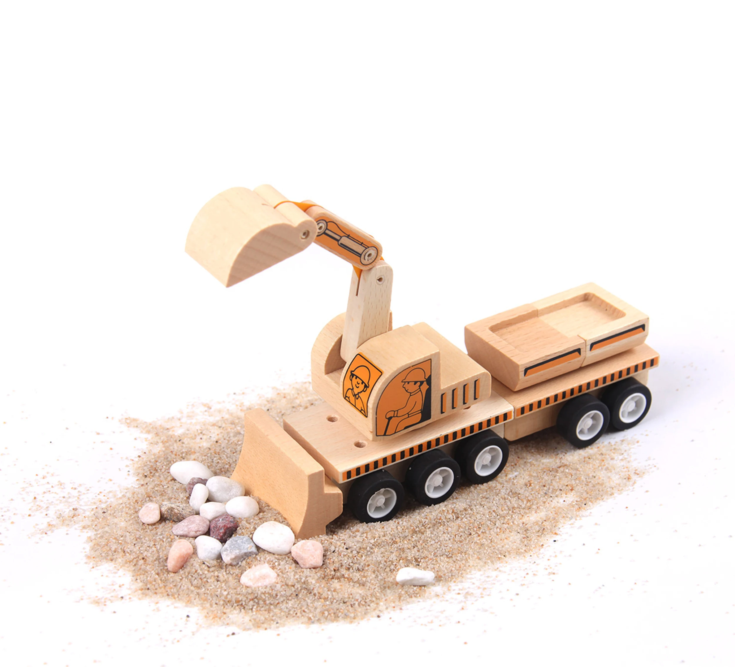 Mntl Children Wooden Toys Kids Educational Wooden Construction Excavator Toy Puzzle