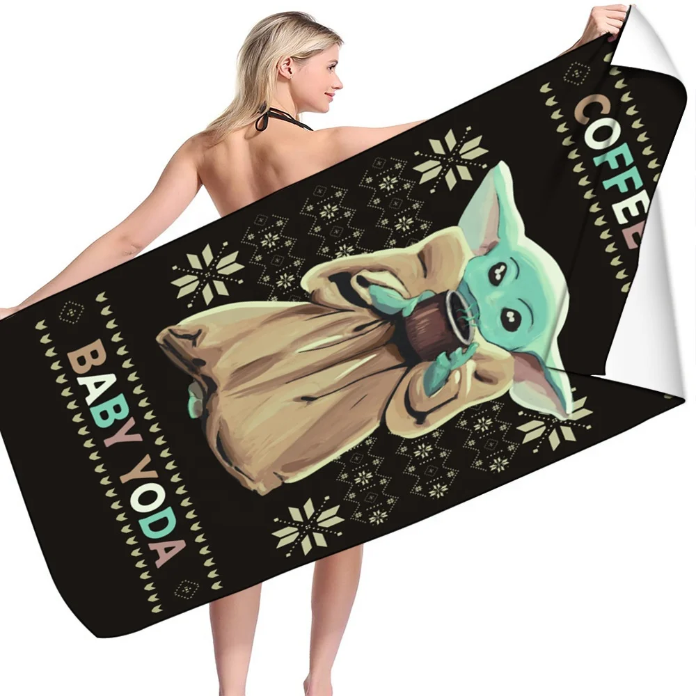 Amzaon hotsell quick drying sweat absorbent custom logo baby yoda sublimation 100% cotton beach towels with logo custom print